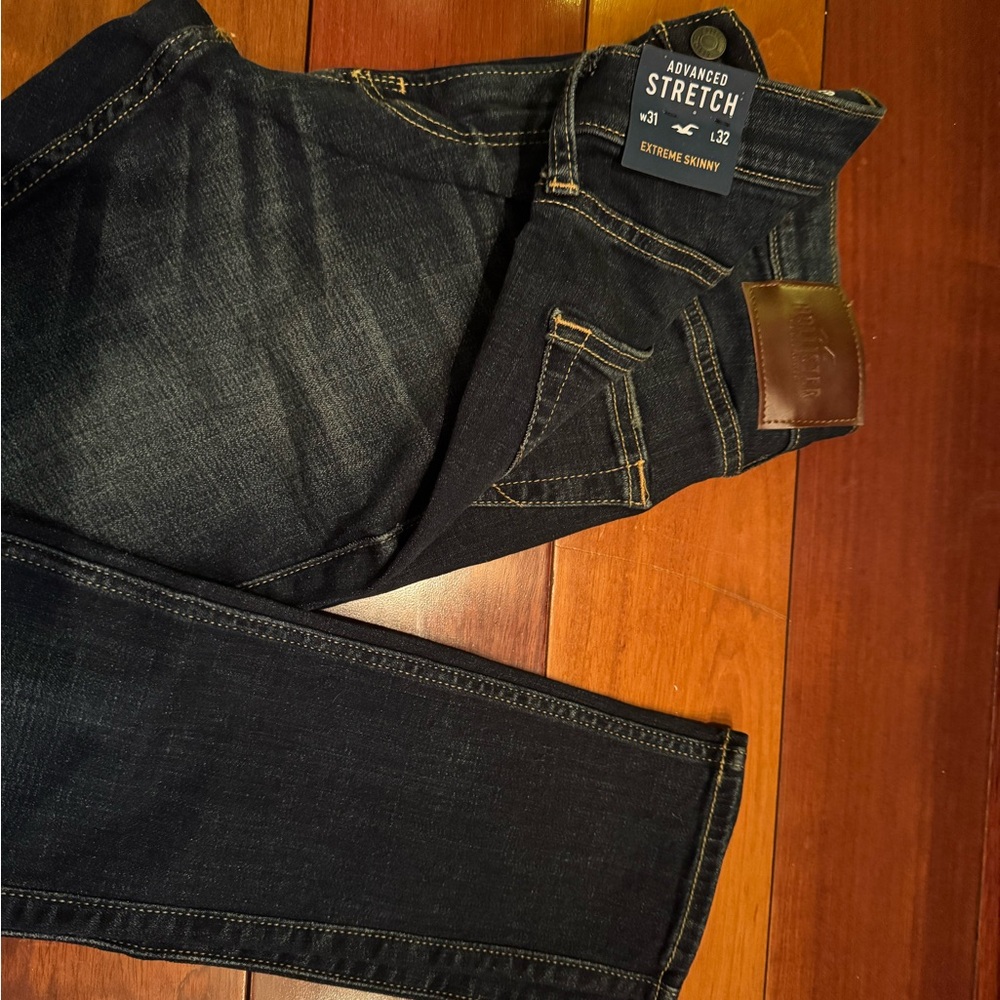 Hollister Men's Extreme Skinny Jeans - Dark Blue